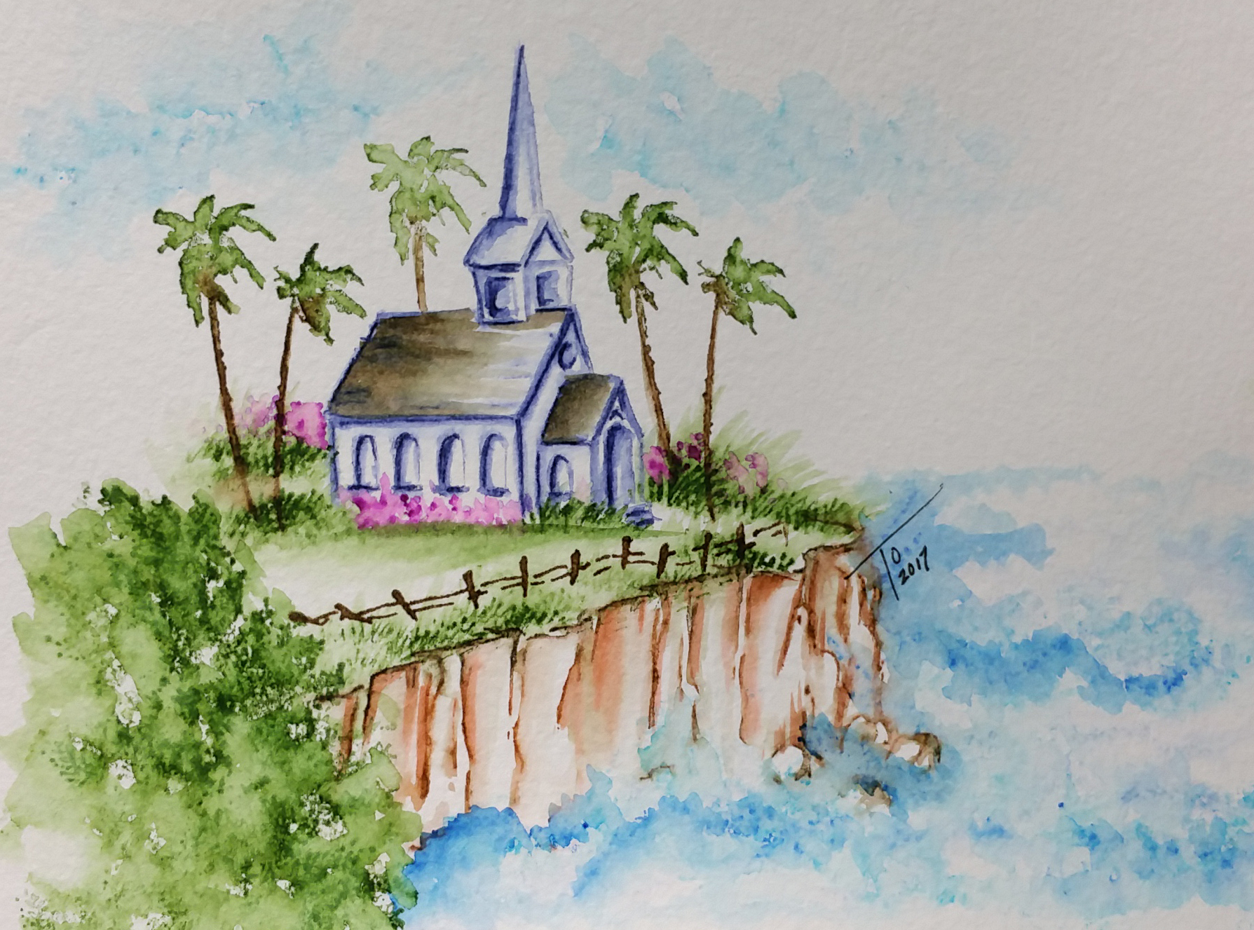 Art Impressions Watercolor | Church On A Cliff